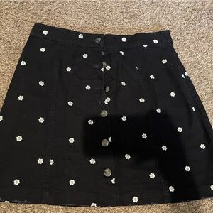 Black Skirt with White Floral Pattern